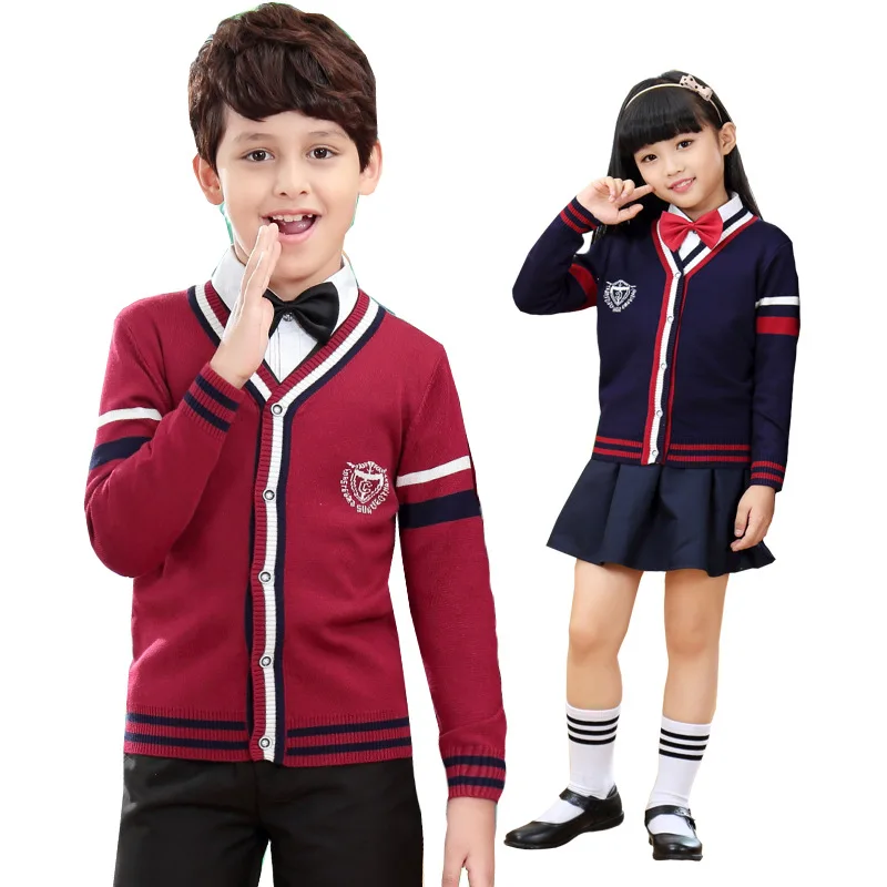 

Children Sweaters V-neck Wool Sweater Preppy Style For Children Knitwear For Teenager Warm Clothing