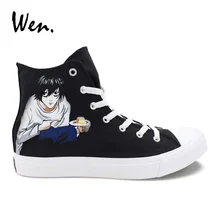 Вэнь парусиновая обувь черные кроссовки Аниме Дизайн смерти Примечание L. Lawliet Misa Amane Вулканизированная обувь для мужчин и женщин Косплей повседневные плимсоллы