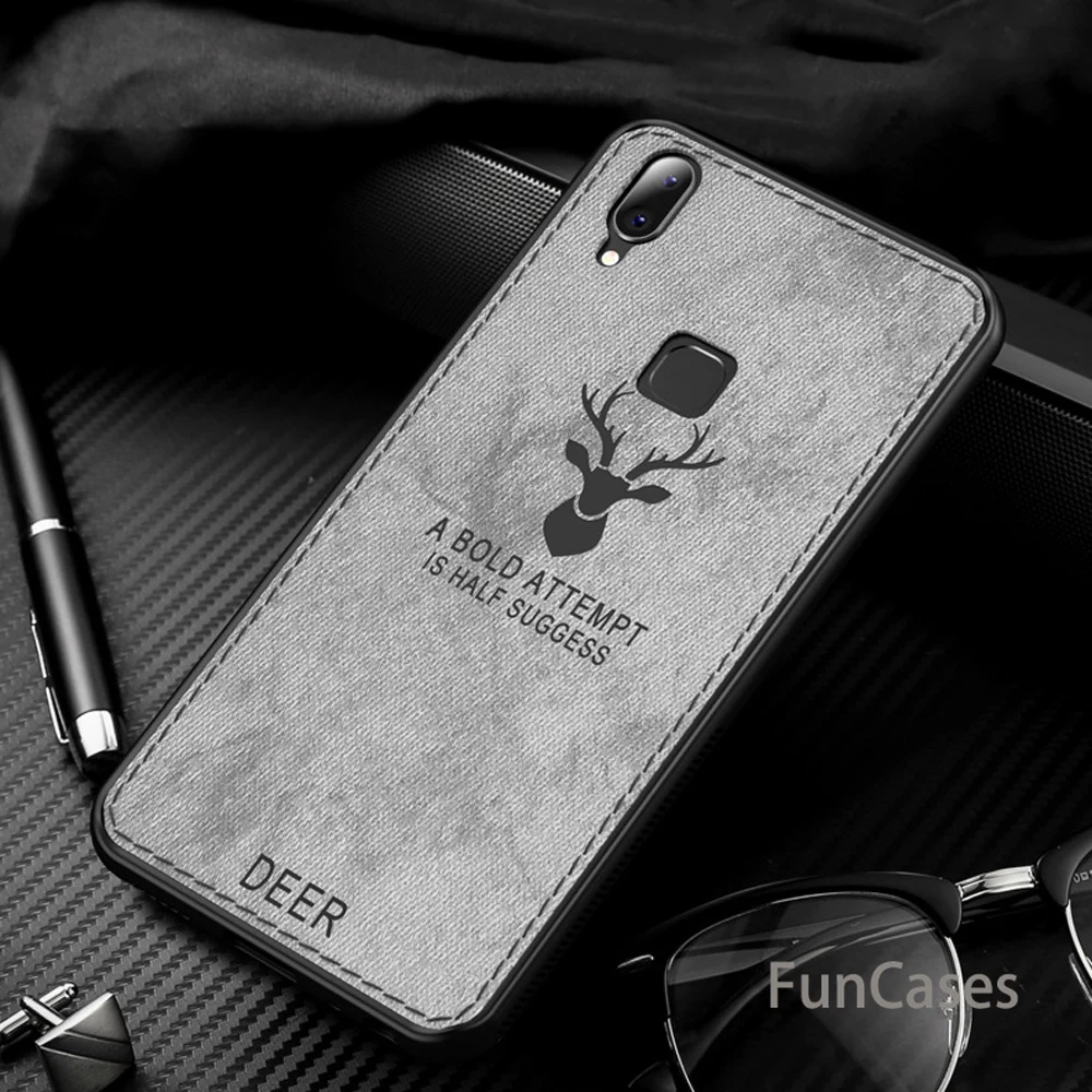 

For Vivo V11 Case Retro Cloth Leather Deer Pattern Shockproof Soft TPU + PC Cover For Vivo V11 Pro V11 Fabric Phone Case (E0928)