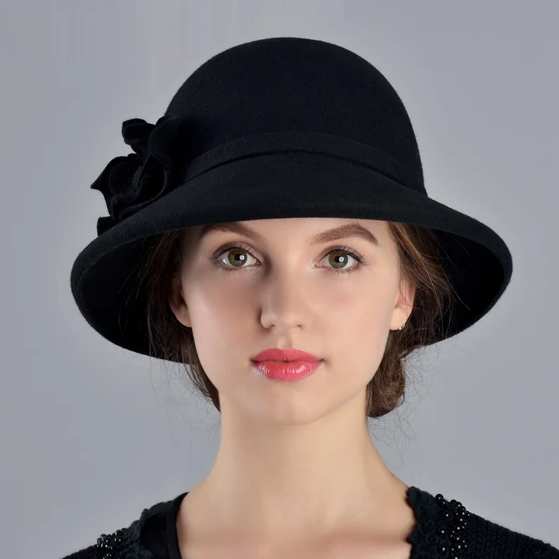 Autumn And Winter New Woolen Hat Female Wool Hat Lady Elegant Fedoras Wool Cap Shaped Felt Warm