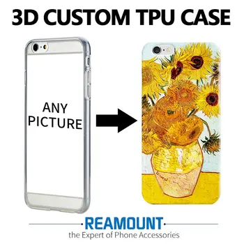 

200 pcs 3D UV printing case For iPhone 6 6s Plu Case Luxury TPU DIY 3D Relief Flowers Embossing Print Back Cover