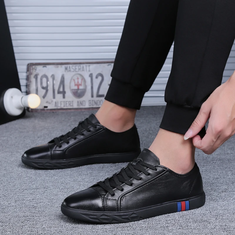 

Men Flats Genuine Leather Shoes outdoor Fashion Casual Men Shoes Designer Mal Shoes Loafers Flats Male Chaussure Homme k3