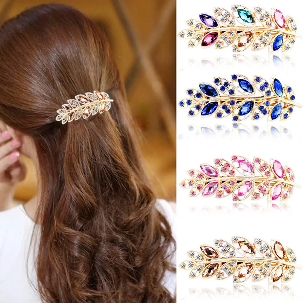 New Vintage Leaves Hair Clips Jewelry Crystal Hair Clips Hairpins 2018