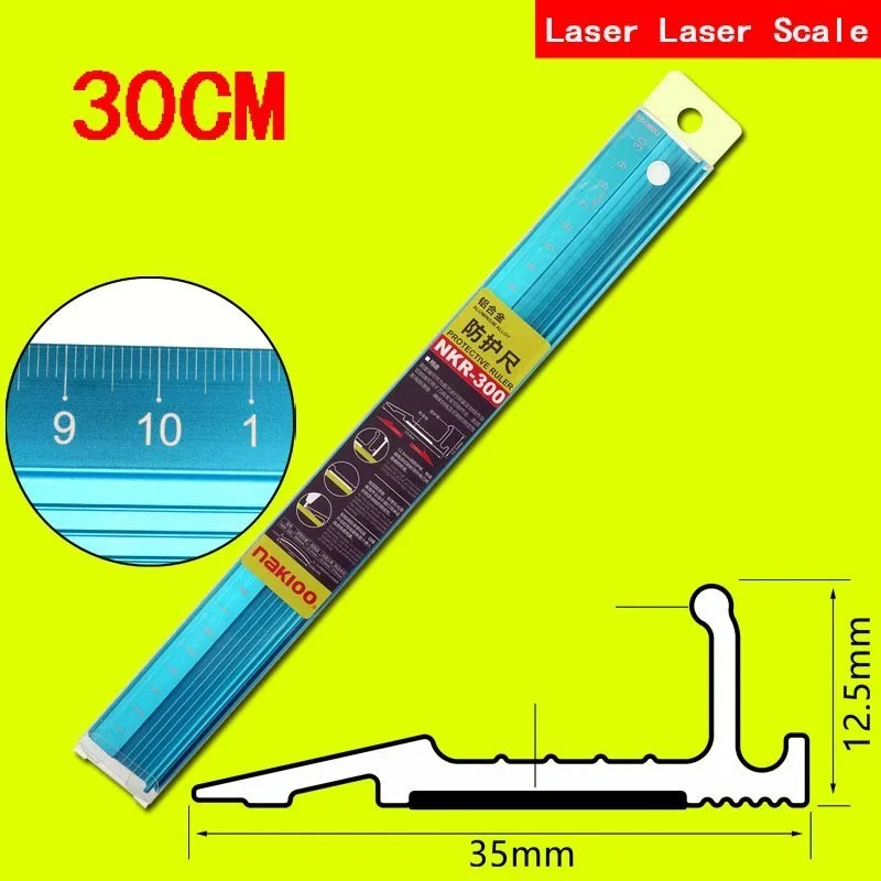 3 цвета, 20 см, 30 см, 45 см, лазерная калибровка, алюминиевый сплав, линейка, Многофункциональная Защита для резки, искусство, противоскользящий инструмент для рисования - Цвет: Blue 30 CM