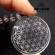 35 mm Natural claro blanco cuarzo cristal de la flor de vida de corea hombres mujeres joyería tallado sanación + envío gratuito venta