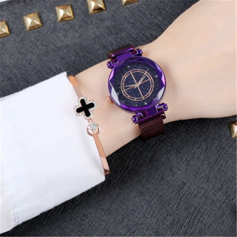 

Purple Luxury Watch Starry Sky Magnetic Sky Waterproof Watch Woman Wristwatch Gift Relogio Feminino Montre Femme