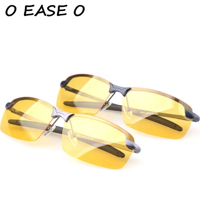Men Alloy Polarized Yellow Lenses Driving Anti dazzle Half Rim Frame