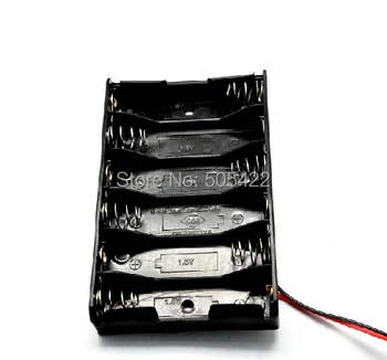 

500pcs/lot New 6 x 1.5V AA 2A CELL Battery Batteries Holder Storage Box 9V Case With Lead Wire