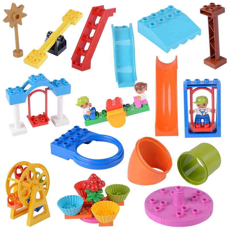 

Legoing Creator Duplo Big Size Block Swing Dinosaurs Figures Animal Ferris wheel Accessories Parts Toys Legoings Creators Duploe