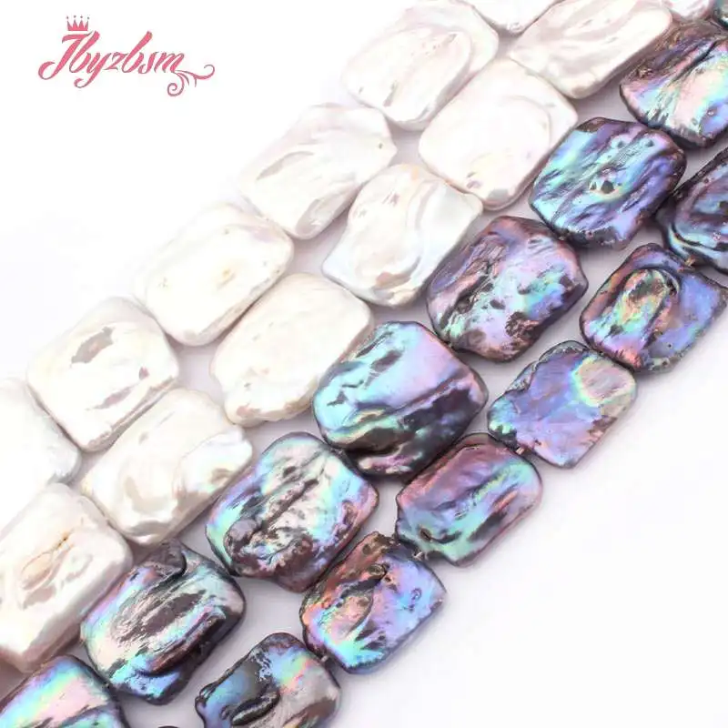 15x18-18x23mm прямоугольник пресноводные жемчужные бусы из натурального камня бусины