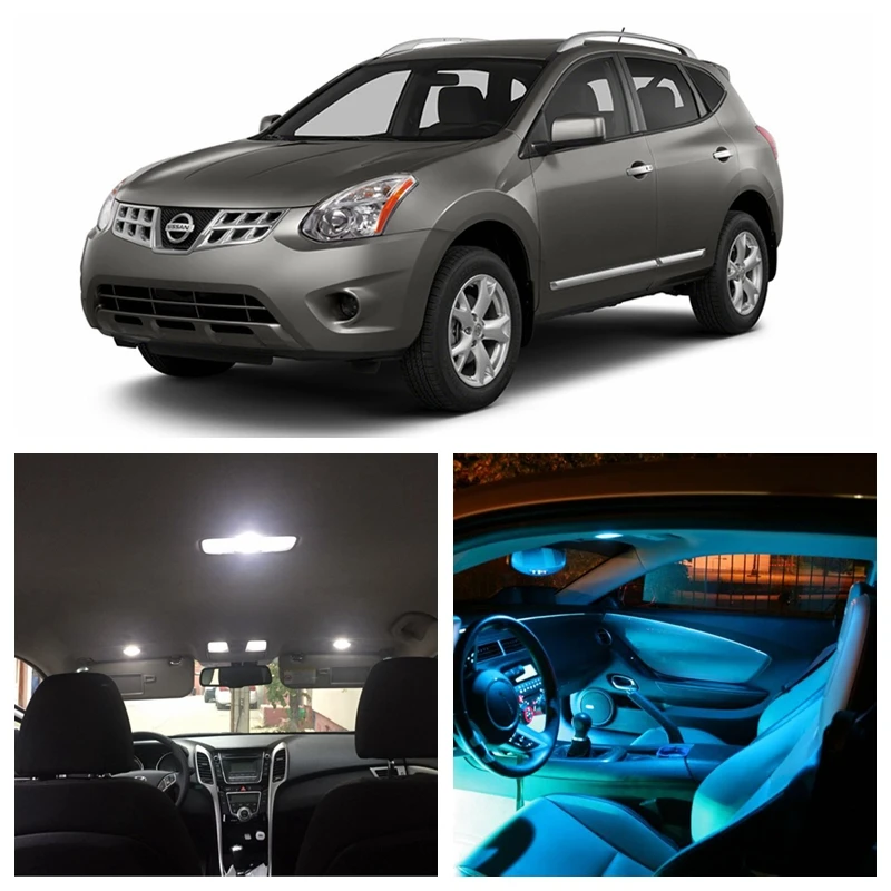 8pcs For Nissan Rogue 2008 2013 White LED Light Ice Blue Bulbs Interior