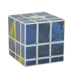 Surwish 3x3x3 зеркальные блоки карта мира-наклейка Magic Cube Puzzle speed Cube 57 мм-белая основа