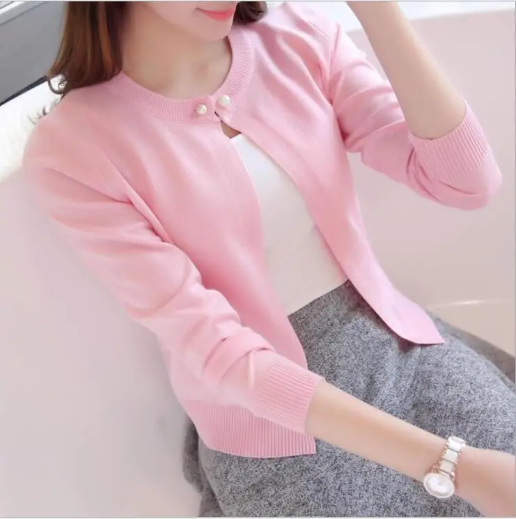 

lollas New Casual Autumn spring Women Crochet Knitted Cardigan Long-sleeve Solid Color Sweater Cardigans Thin Outerwear