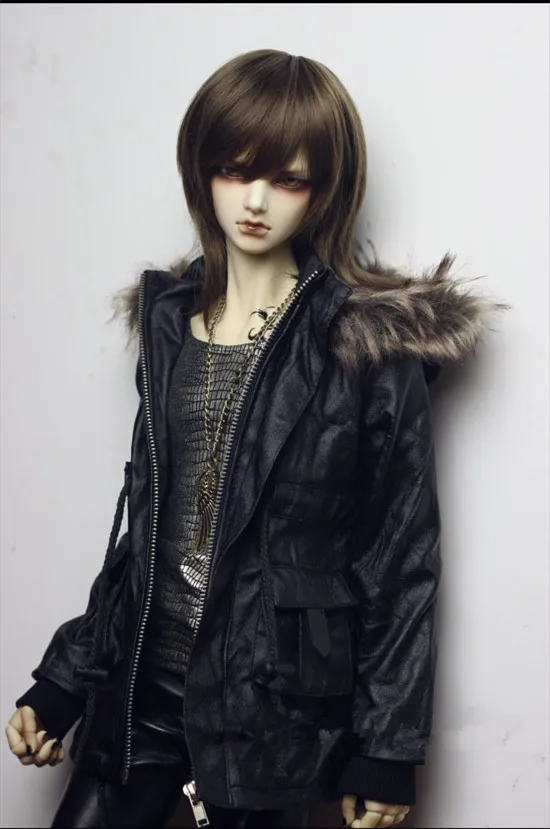 1/3 BJD SD17 Uncle doll черное кожаное пальто с меховым воротником шапка кожаная куртка кукла аксессуары для кукольной одежды