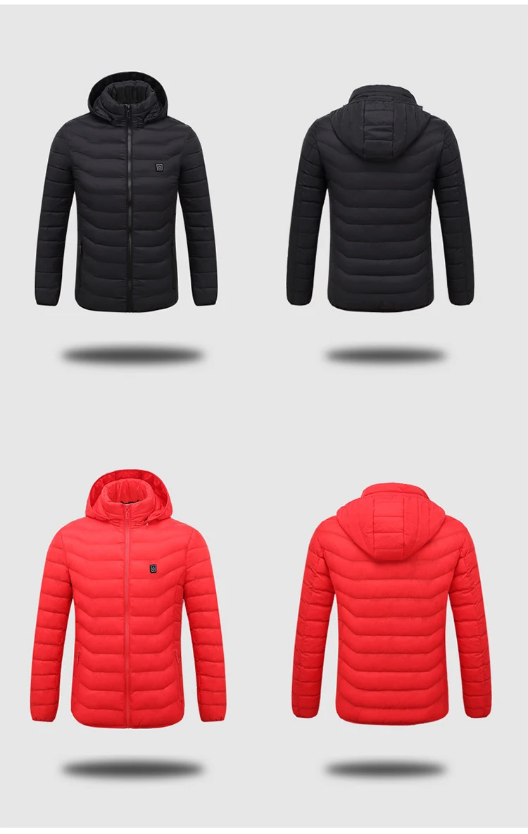 NEW Men Heated Jackets Outdoor Coat USB Electric Battery Long Sleeves Heating Hooded Jackets Warm Winter Thermal Clothing