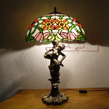 

16inch Fashion rustic american tiffany Mermaid base belle table lamp living room bedroom lamp