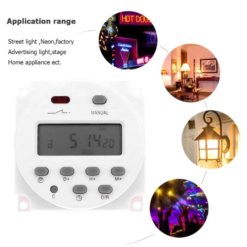 

Timer Switch Automate Lights Controlled Simultaneously Digital LCD Display Digital Timer Switch Car Battery 110V Outlet Timer