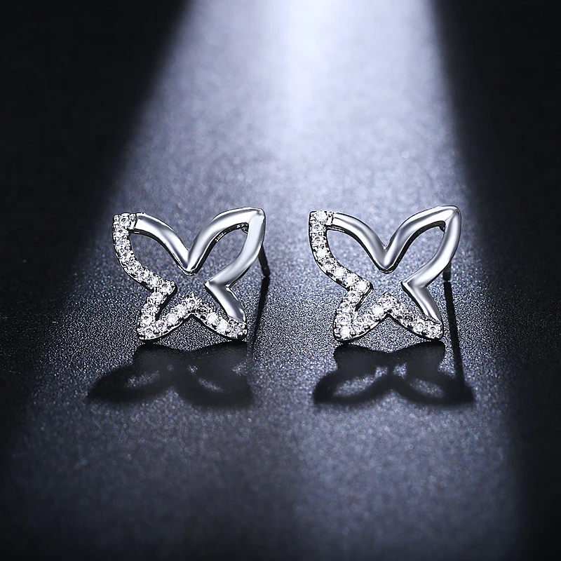 

Emmaya Fashion Crystal Butterfly Stud Zircon Stud Earrings Simple Cubic Zirconia Silver For Women Luxury Party Gifts Wedding