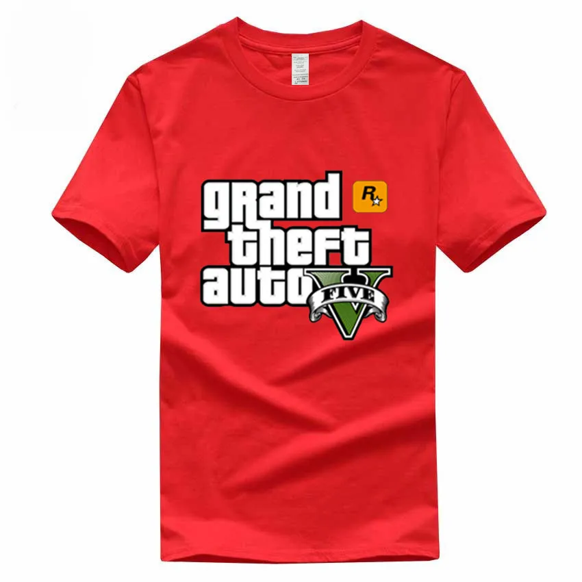 Игра Gta 5 хлопковые футболки Grand Theft Auto футболка Camisetas Hombre Gta Vice City футболка Homme GMT005 - Цвет: Red B