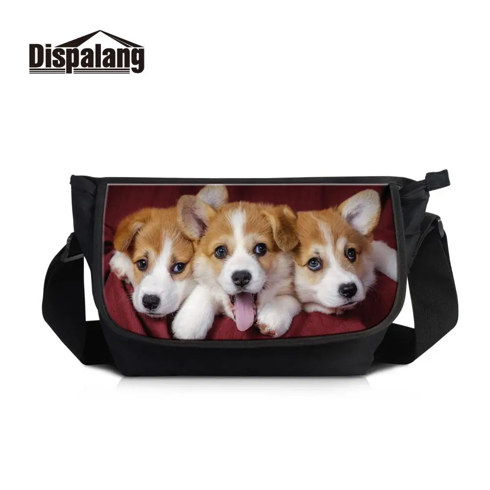 Dispalang Мопсы собак Для мужчин сумка животных студенты Повседневное Crossbody Сумка подростковая Портативный сумки на плечо большой Bolsa Sac - Цвет: Небесно-голубой