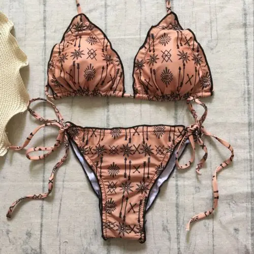 

Women Sexy Bikini set Push up padded Neon Bandage swimwear swimsuit bathing suit Striped Floral New Hot Sell Costume
