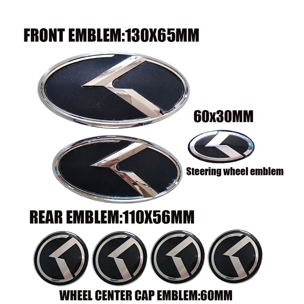 Автомобильный логотип K 3D черная эмблема из углеродного волокна, передняя и задняя крышка рулевого колеса для KIA K5 2011-2013 Optima Forte 2009- Senda - Название цвета: Chrome Black