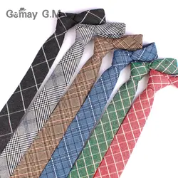Новый Повседневное плед связей для Для мужчин узкий галстук хлопок для свадьбы красочные Для мужчин s Галстуки Бизнес галстук взрослых