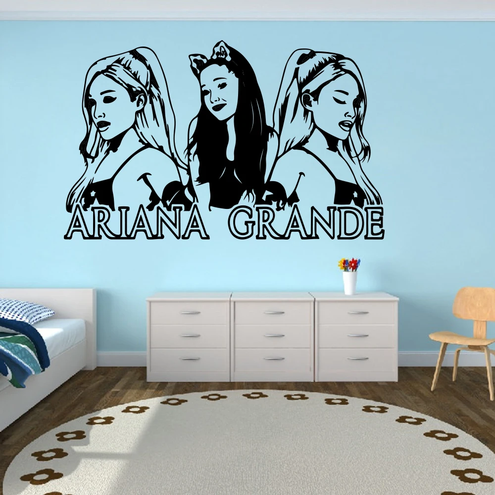 Большой Ариана Гранде настенный стикер девушка комната музыка супер звезда спальня с настенными наклейками вентиляторы домашний декор из винила