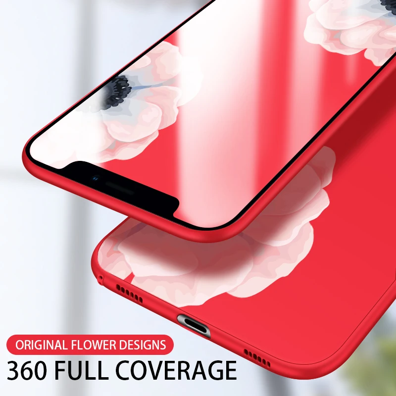 

ASINA 360 Degree Full Protection Case For iPhone X Case Flower Pattern Cover For iPhone X Shockproof Blossom Bumper Coque Fundas