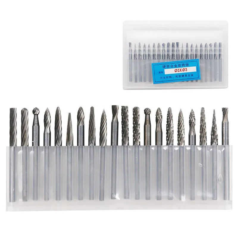 

20xTungsten Carbide cutter Rotary Burr Set CNC Engraving Bit 3mmX3mm