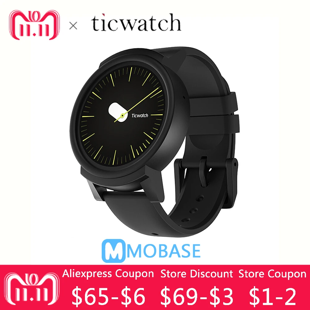 

Original Ticwatch E GPS Sports Smart Watch Android Wear OS Heart Rate Monitor MT2601 Bluetooth 4G ROM WIFI Music IP67 Waterproof