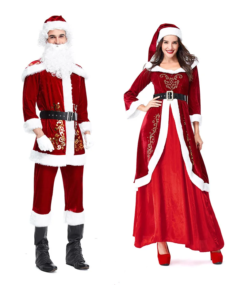 Красная пара Рождественский костюм Санта Клауса нарядное платье