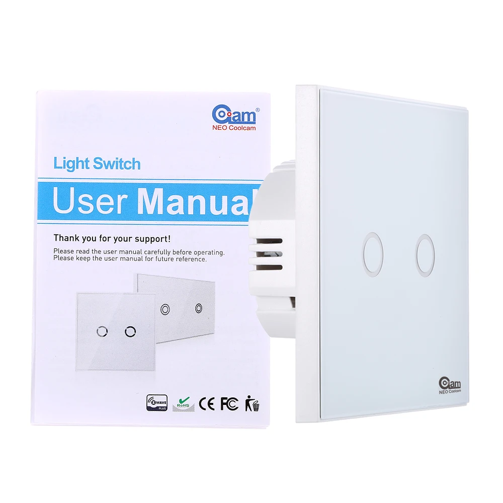 NEO COOLCAM NAS-SC01Z Z-wave Plus, настенный светильник, переключатель, 2CH, Домашняя автоматизация, Z Wave, беспроводной, умный, пульт дистанционного управления, светильник, переключатель