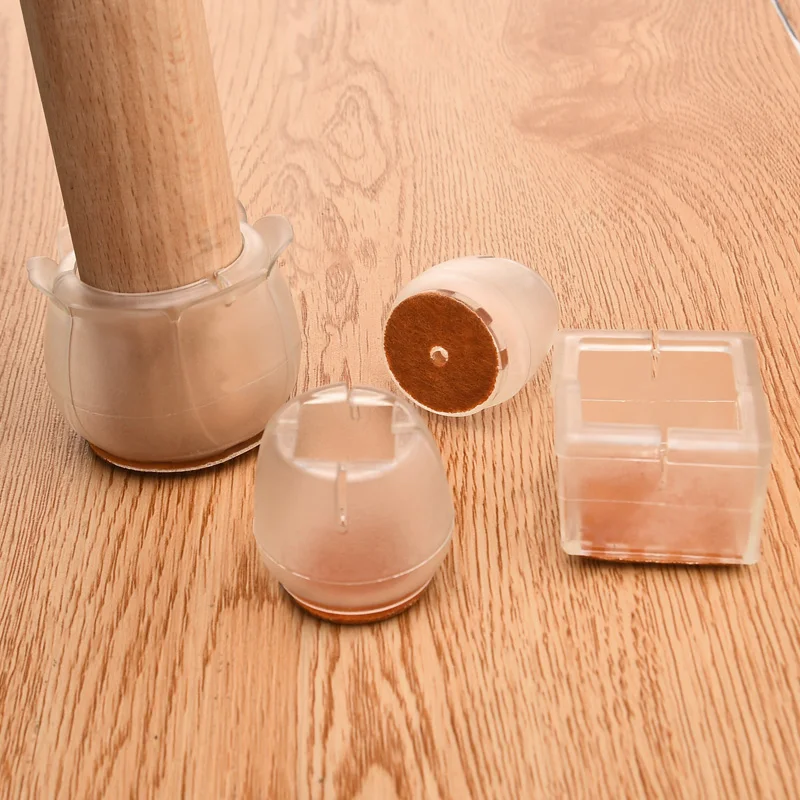 8pcs Round Bottom  Silicone Leg Caps Furnitrue anti vibration pads Wood Floor Square Protectors Non-slip Chair Table Feet Pads