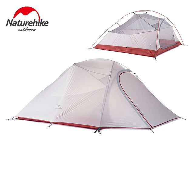 Cheap 1.8KG Naturehike Tent 3 Person 20D Silicone Fabric Double layer Rainproof Camping Tent NH Outdoor Tent 4Season