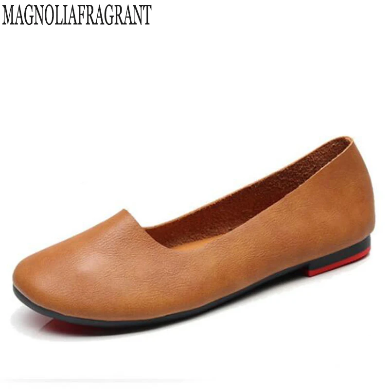 

2018 Spring Summer New Leather Women Shoe Casual Genuine Leather Shoes For Women Flats Shoes Ladies Loafers Zapatos Mujer w32