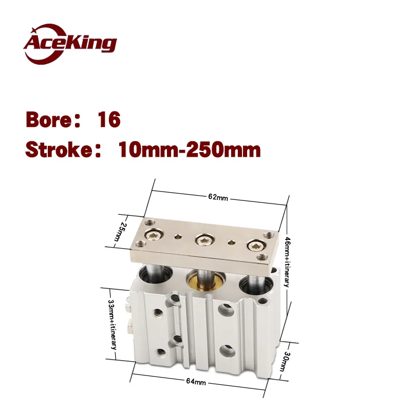 

SMC type thin belt of guide bar three triaxial cylinder rod cylinder push set-top cylinder MGPM16 - 10/20/40/50/75/100/125/150