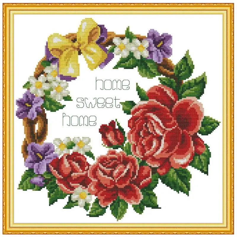 

Home Sweet Home DIY Handmade Needlework Counted 14CT Printed Cross Stitch Embroidery Kit Set Home Decoration Craft