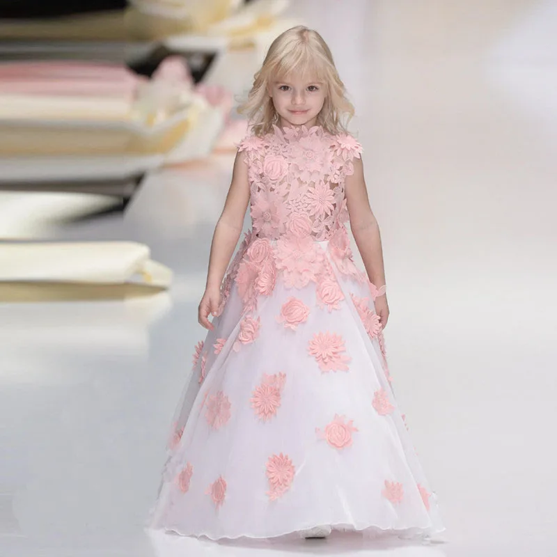 Vintage Pink Flower Girl Dresses Couture Pageant Dresses For Girls 2017