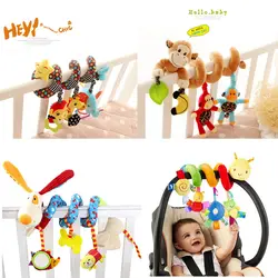 Животные Музыкальные коляски детские игрушки для новорожденных Спираль на коляска колокольчик обучающая игрушка для новорожденных детей