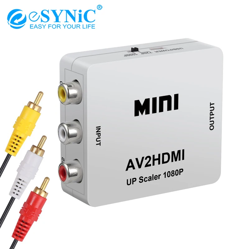 ESYNiC 1080p AV в HDMI конвертер + USB кабель видео аудио адаптер для ПК ноутбука PS2 tv STB VHS VCR