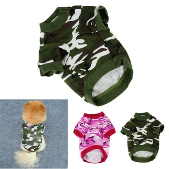 

XS/S/M/L New Pet Dog Cat Camo Clothing Hoody Apparel Puppy Doggy Camouflage Coat T-shirt #01