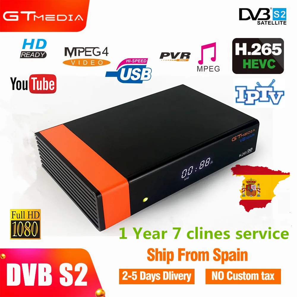 

GTMedia v8 nova dvb-s2 full hd 1080p satellite receiver built-in wifi support H.265 IPTV Dobly + 1 Year cccam Europe 7 clines