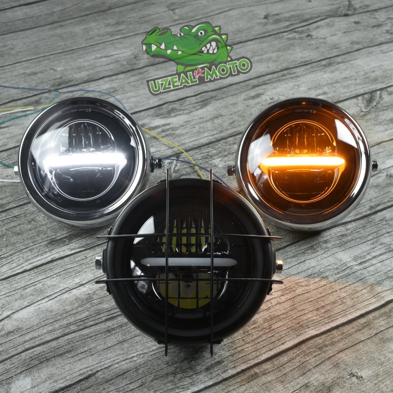 

6.5inch universal Retro motorcycle modification LED headlamp line driving light yellow white GN125 250