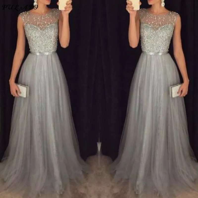 Spring Fall Dress Women Sexy Wedding Sequined Maxi Long Dress Elegant Big Size for Evening Party Night Robe Femme Hiver 2019