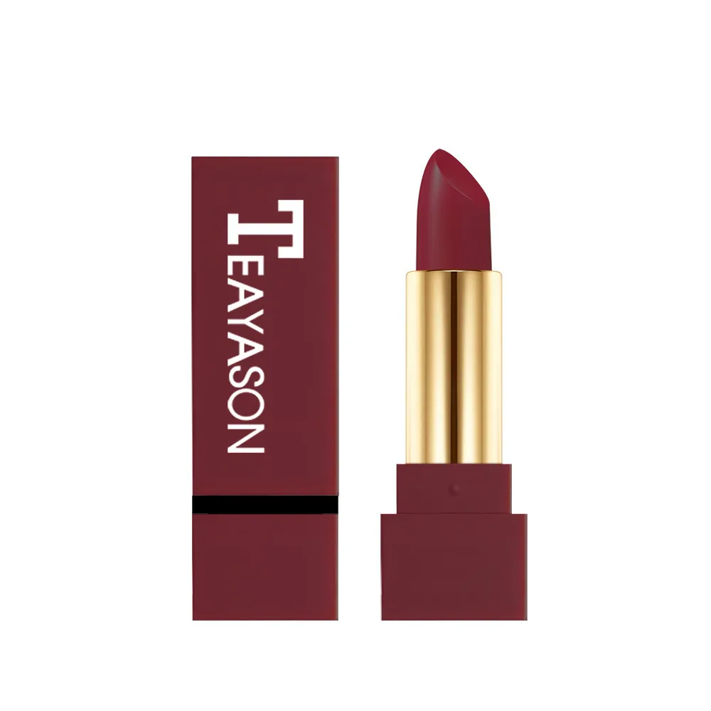 

1pc Matte Lipstick Waterproof kissproof long lasting Non-stick Non-toxic sexy Pigment Brown Nude Lipstick make up cosmetic hot