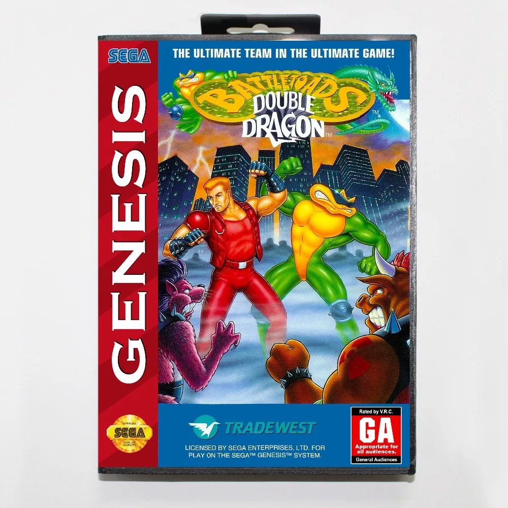 

Battletoads And Double Dragon The Ultimate Team 16 bit MD card with Retail box for Sega MegaDrive Video Game console system