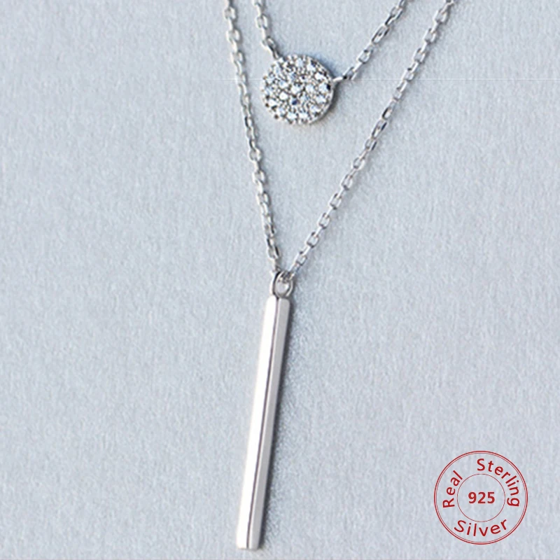 Модное ожерелье с несколькими слоями подвеска с бруском цепочка для колье Для женщин вечерние ювелирные изделия аксессуары 925 пробы серебро