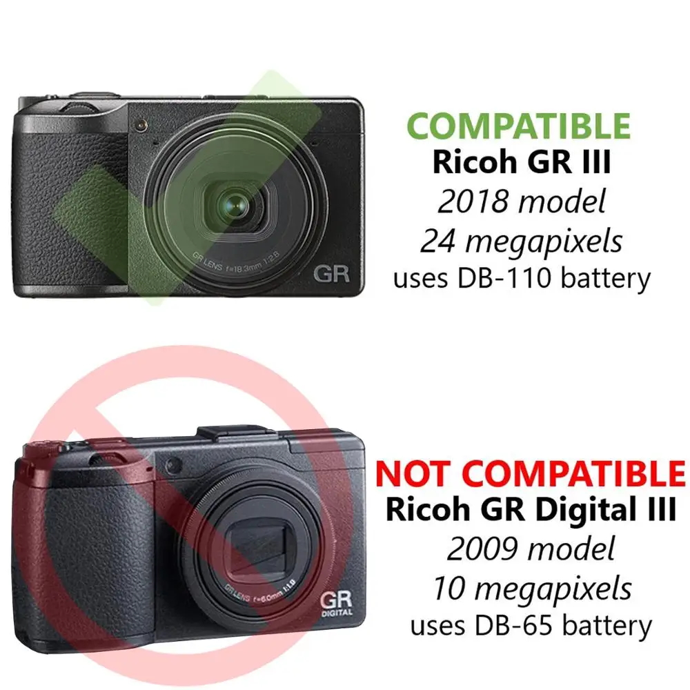 Аккумулятор DSTE 2x DB-110 для камеры Ricoh WG-6, Ricoh G900, Ricoh G900SE, Ricoh GR III