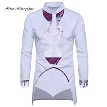 Мужские Умные повседневные рубашки ручной работы с длинным рукавом и стоячим воротником из хлопка высокого качества, модные длинные рубашки wyn629